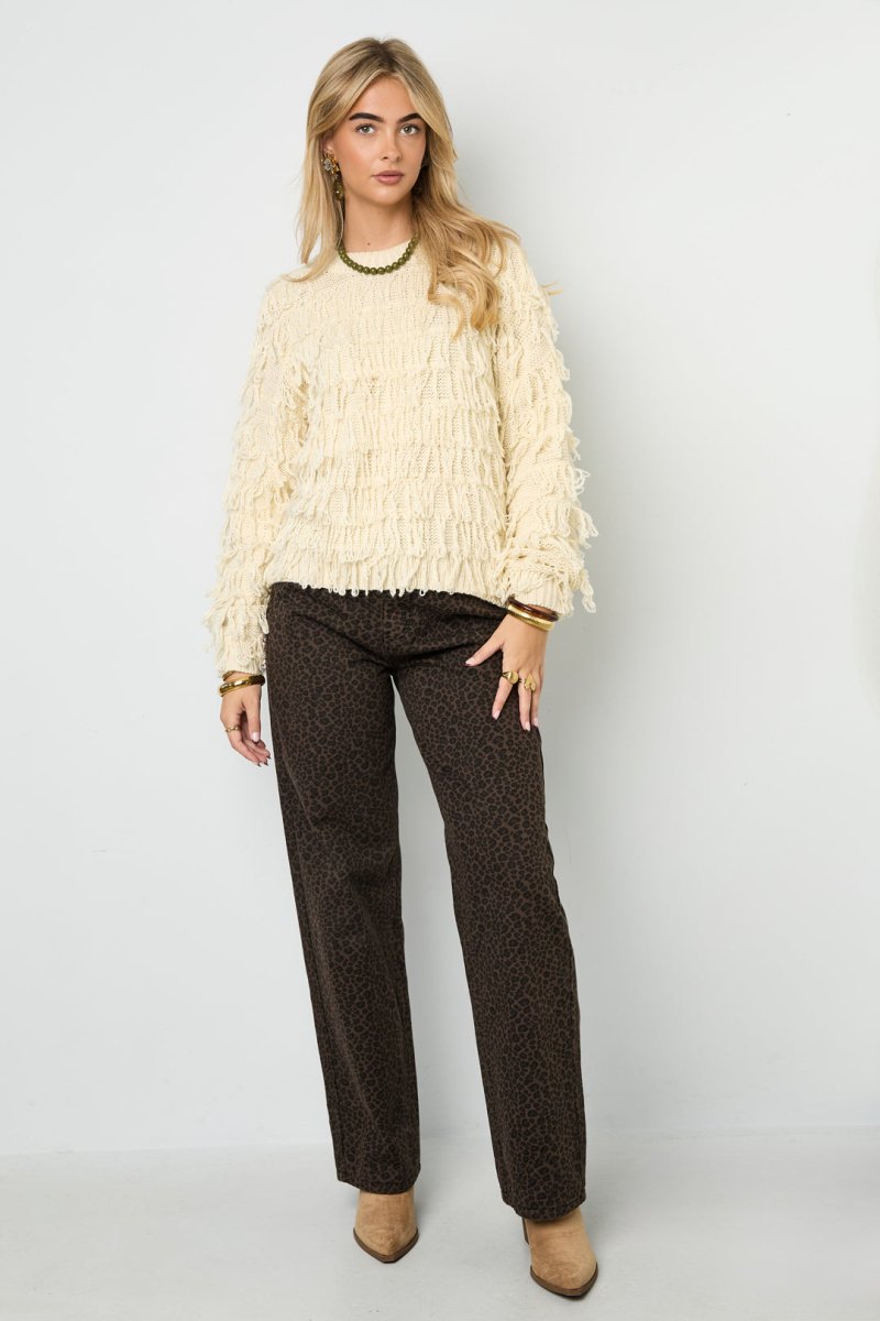 Knitted sweater with fringes - Velaris Femme