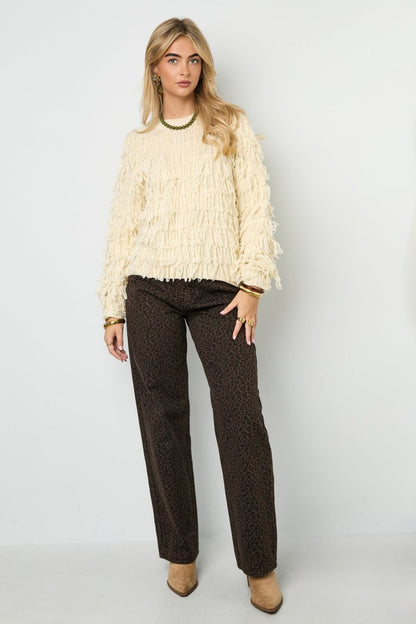 Knitted sweater with fringes - Velaris Femme