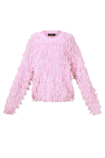 Knitted sweater with fringes - Velaris Femme