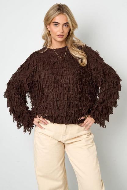 Knitted sweater with fringes - Velaris Femme