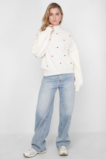 Knitted sweater with hearts - Velaris Femme
