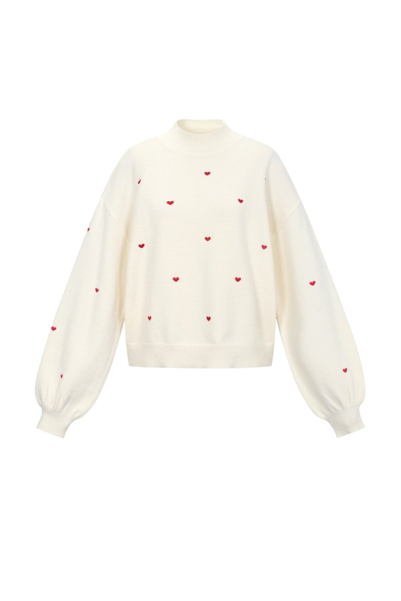 Knitted sweater with hearts - Velaris Femme