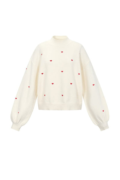 Knitted sweater with hearts - Velaris Femme