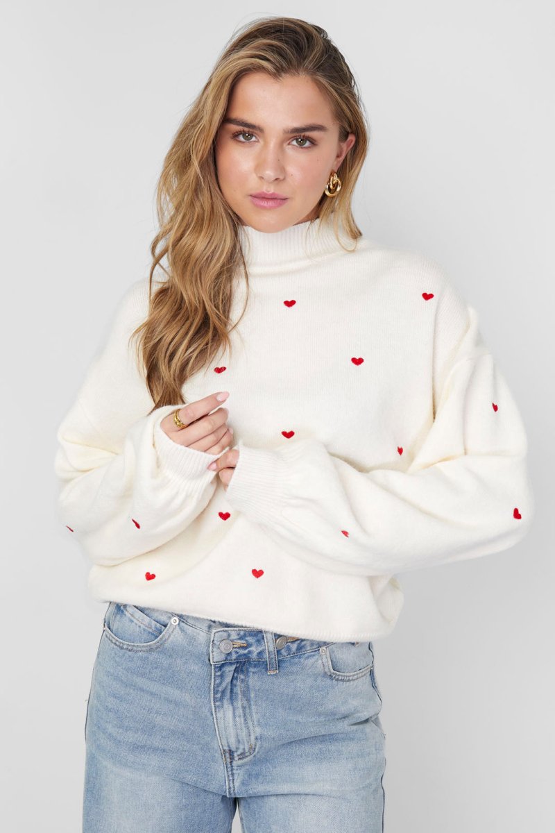 Knitted sweater with hearts - Velaris Femme