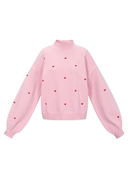 Knitted sweater with hearts - Velaris Femme