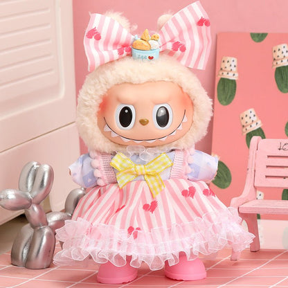 Labubu Pink Heart Stripe Outfit Set