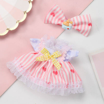 Labubu Pink Heart Stripe Outfit Set