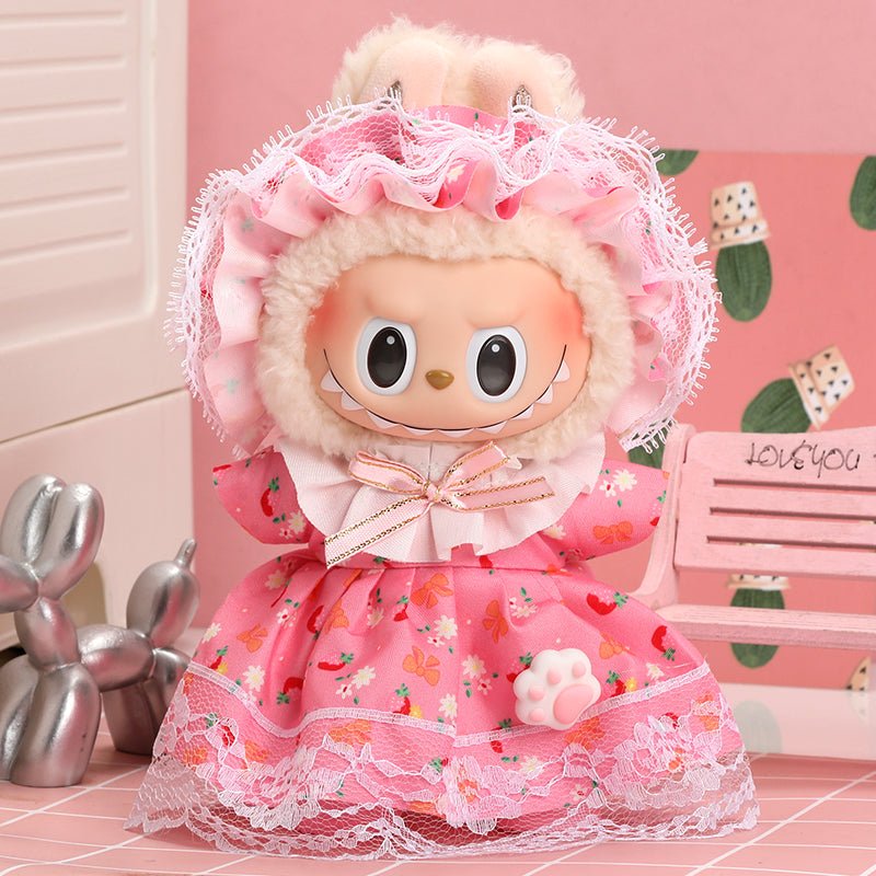 Labubu Sweet Ruffle Dress Pink Outfit Set
