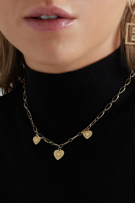 necklace three hearts coins - Velaris Femme