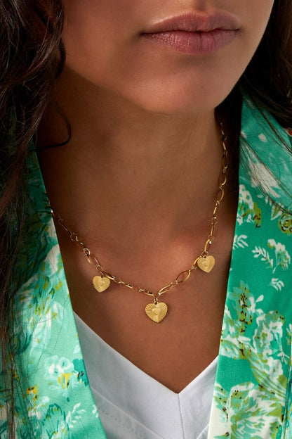 necklace three hearts coins - Velaris Femme