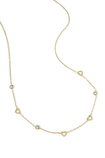 Necklace with heart and diamond charms - stainless steel - Velaris Femme