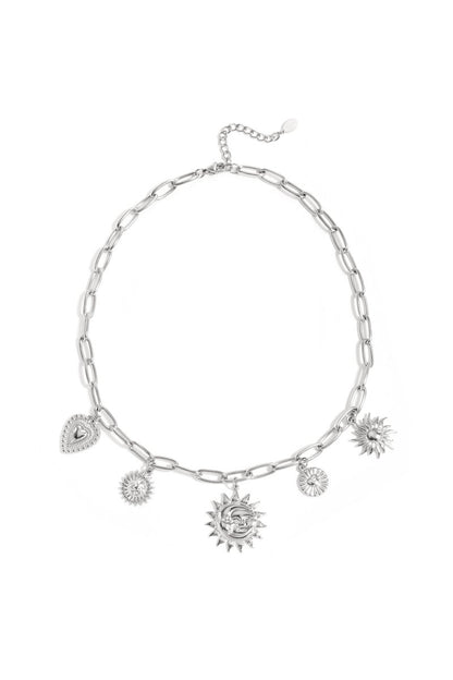 Necklace with sun and heart charms - Velaris Femme