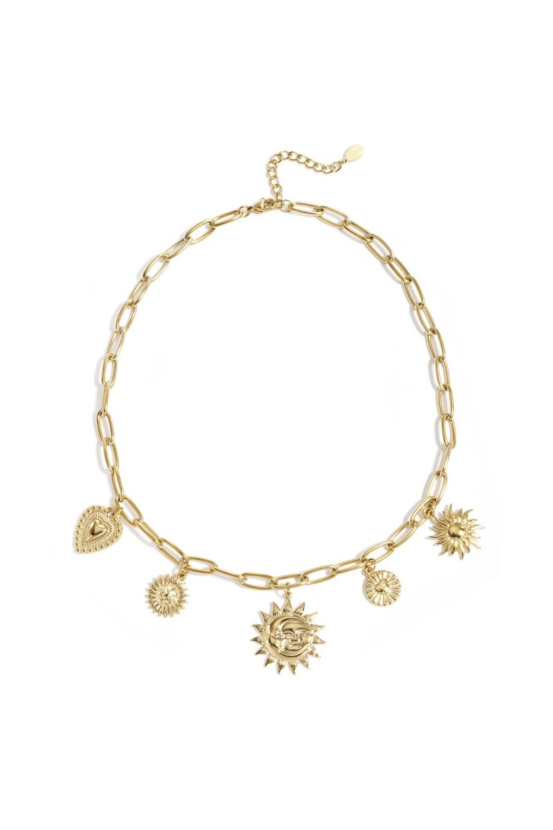 Necklace with sun and heart charms - Velaris Femme