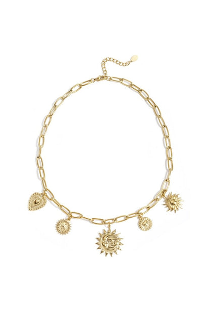 Necklace with sun and heart charms - Velaris Femme