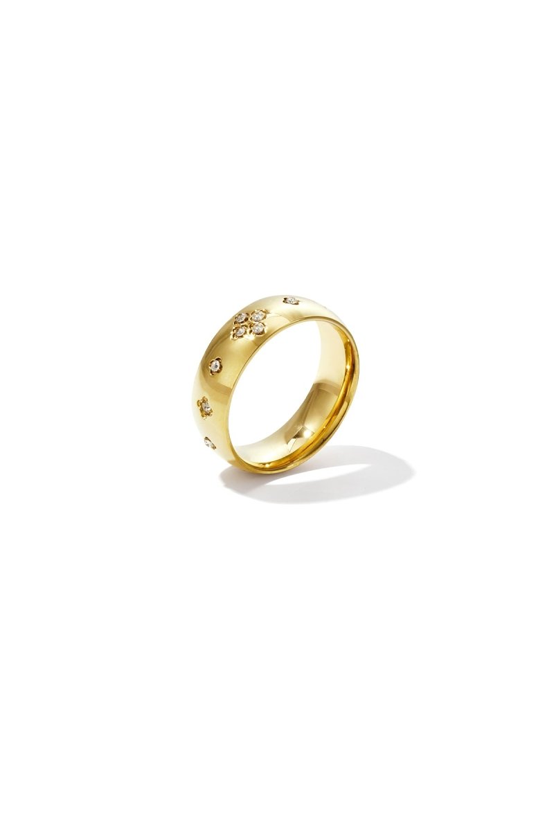 Ring with stones in clover pattern - Velaris Femme