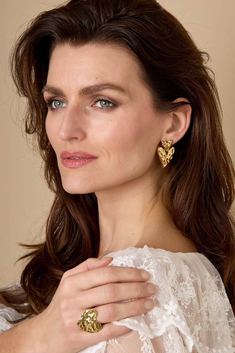 Stacked heart earrings - Velaris Femme