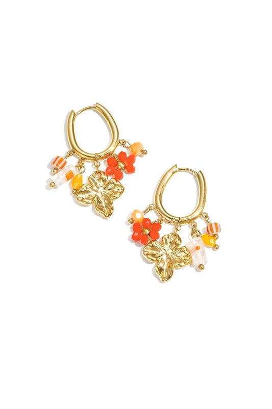 Stainless Steel Drop Earrings Flower Sweet Daily Romantic Series Women's jewelry - Velaris Femme