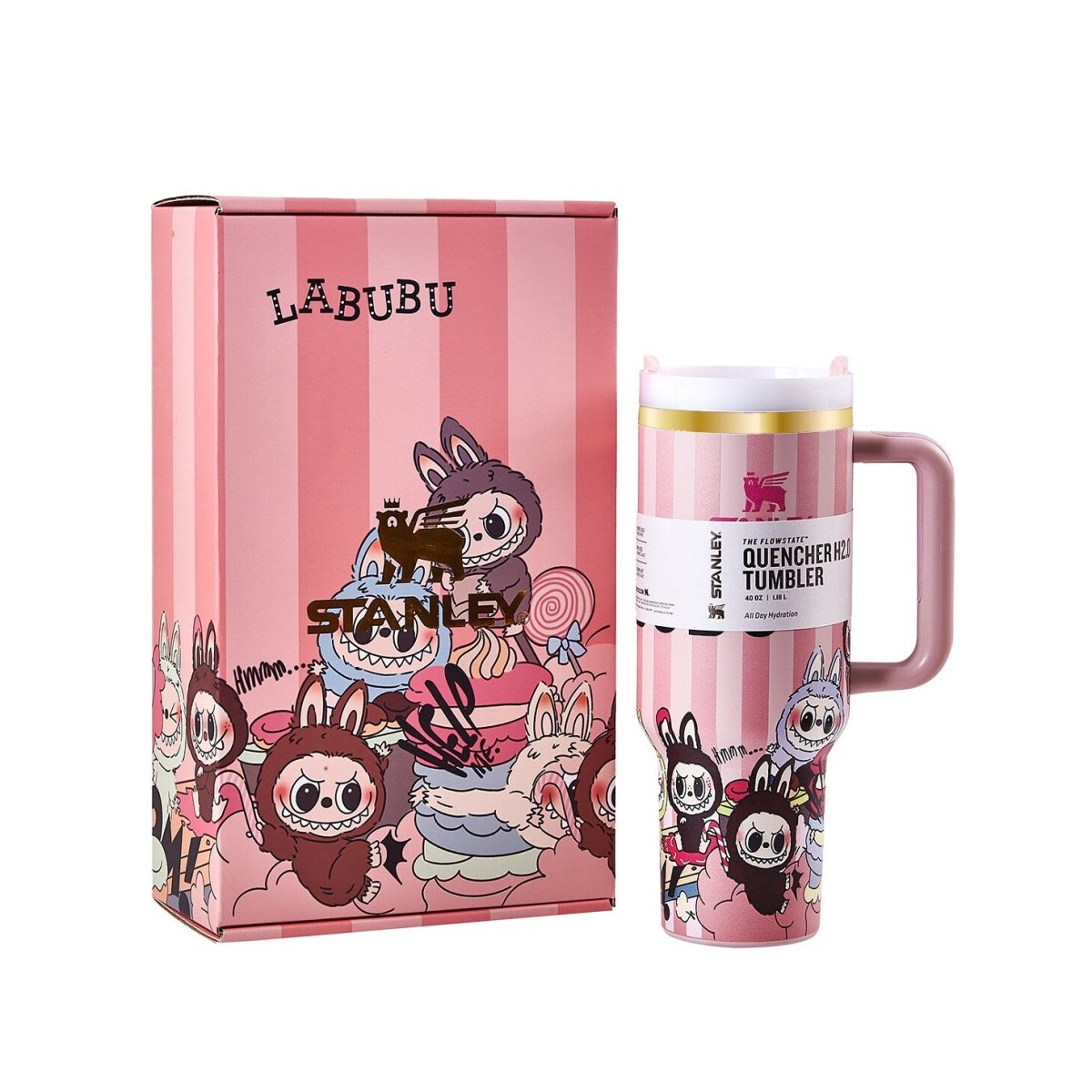 Stanley x Labubu Limited Edition Pink Stripe Tumbler