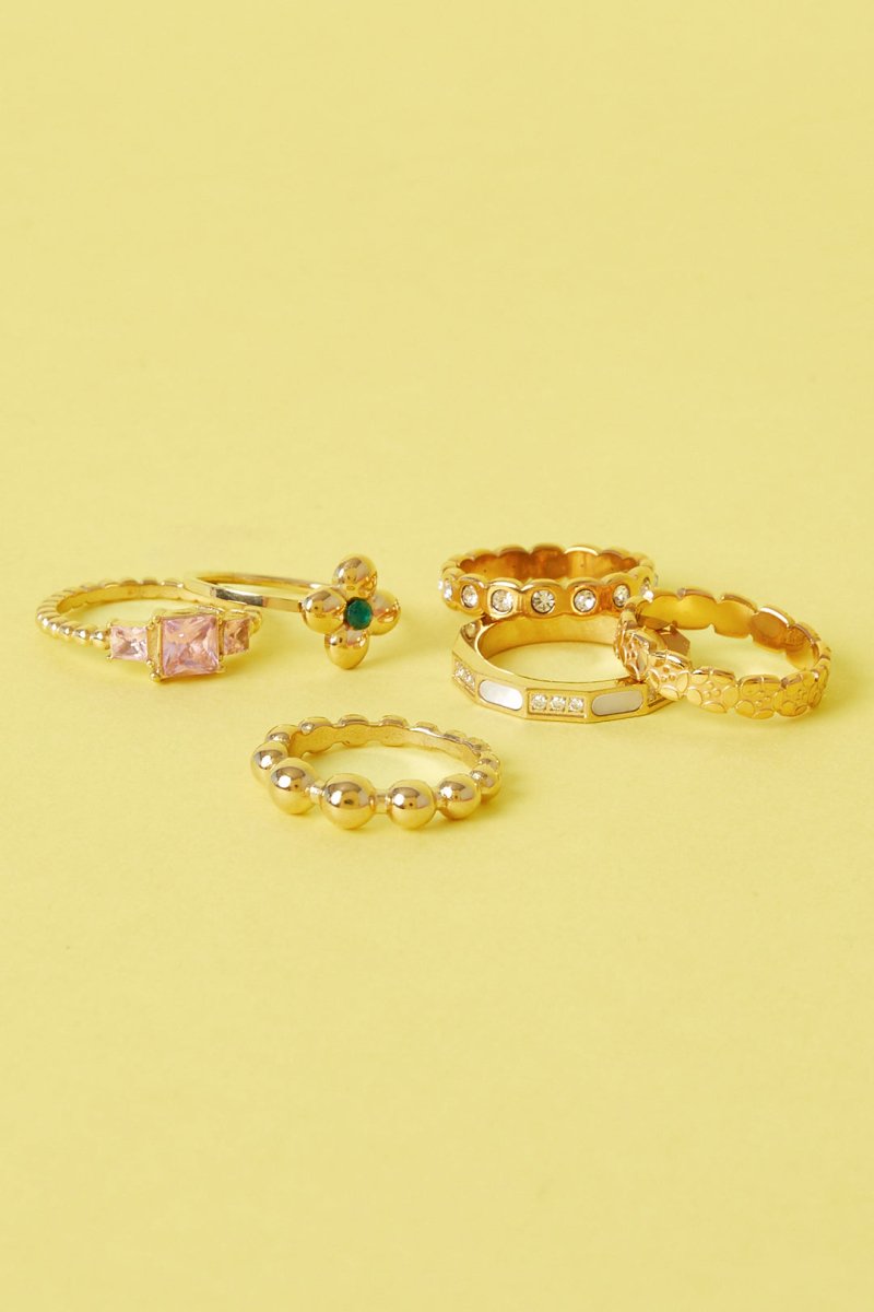 Statement ring with clover and stone - Velaris Femme