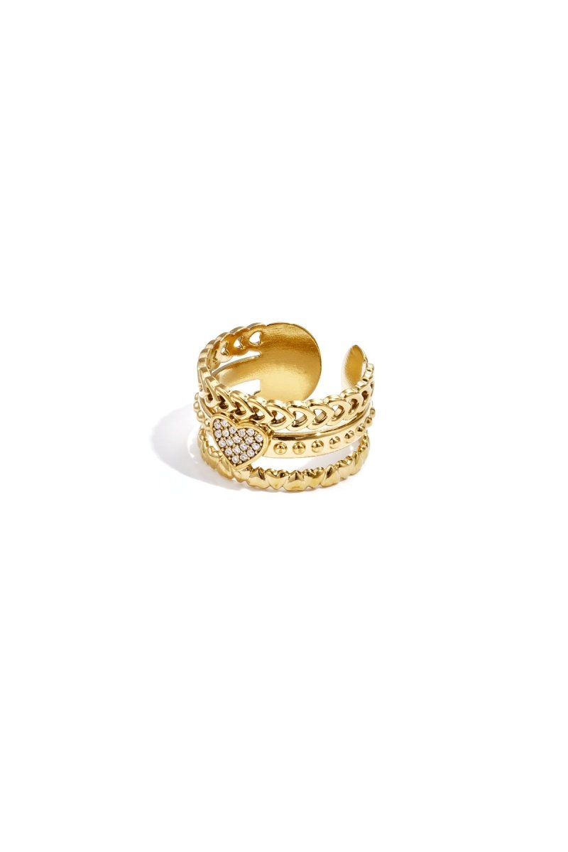 Statement ring with rose in heart - Velaris Femme