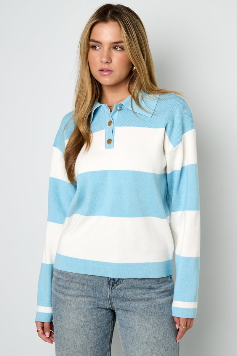 Striped Polo Sweater - Velaris Femme