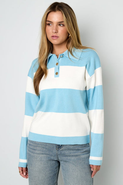 Striped Polo Sweater - Velaris Femme