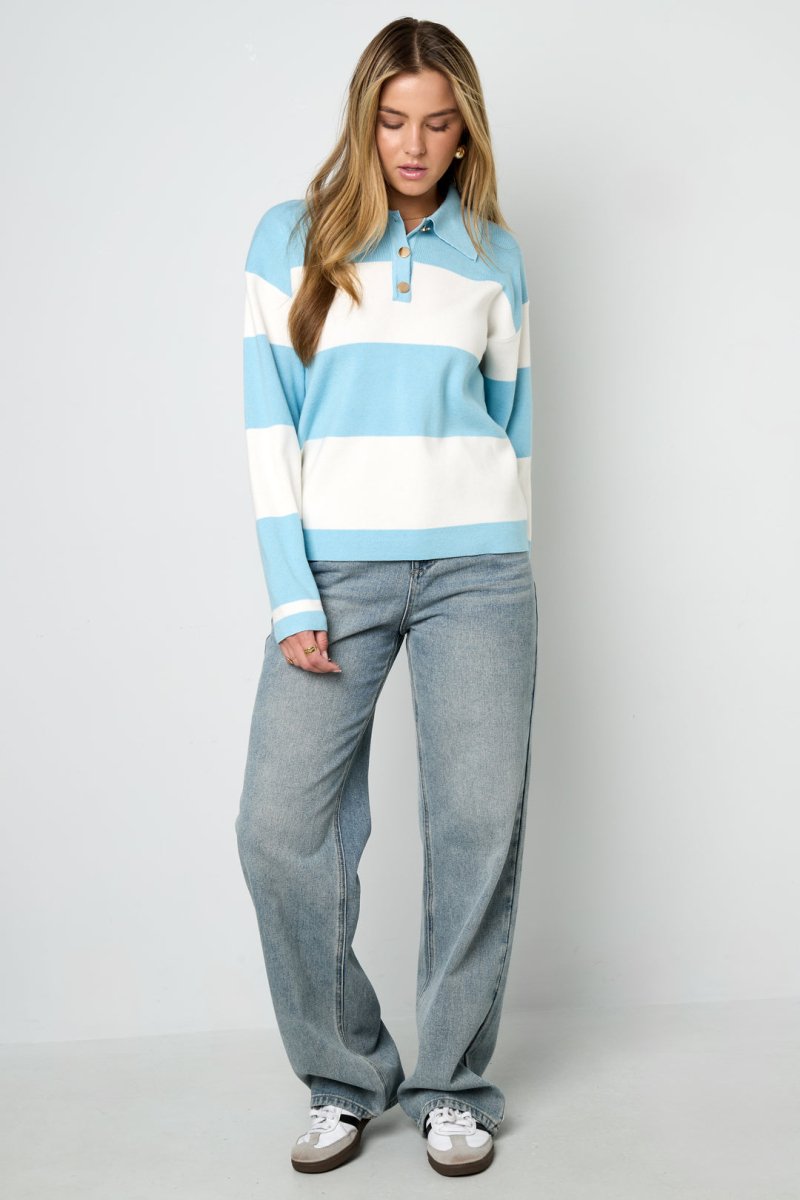 Striped Polo Sweater - Velaris Femme
