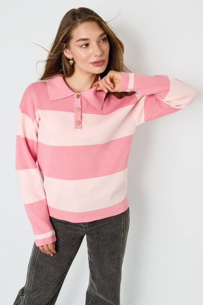 Striped Polo Sweater - Velaris Femme