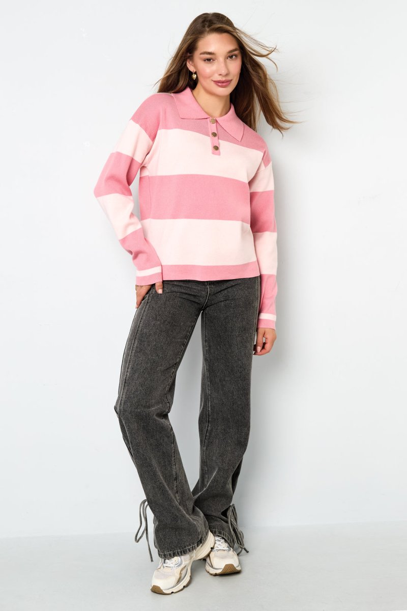 Striped Polo Sweater - Velaris Femme