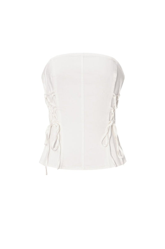 The Denim Chic – Elegant Strapless Denim Top - Velaris Femme