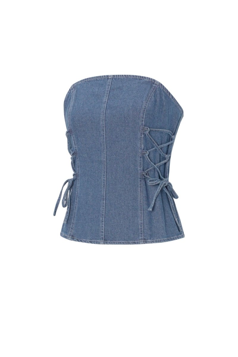 The Denim Strapless – Elegant Strapless Denim Top - Velaris Femme