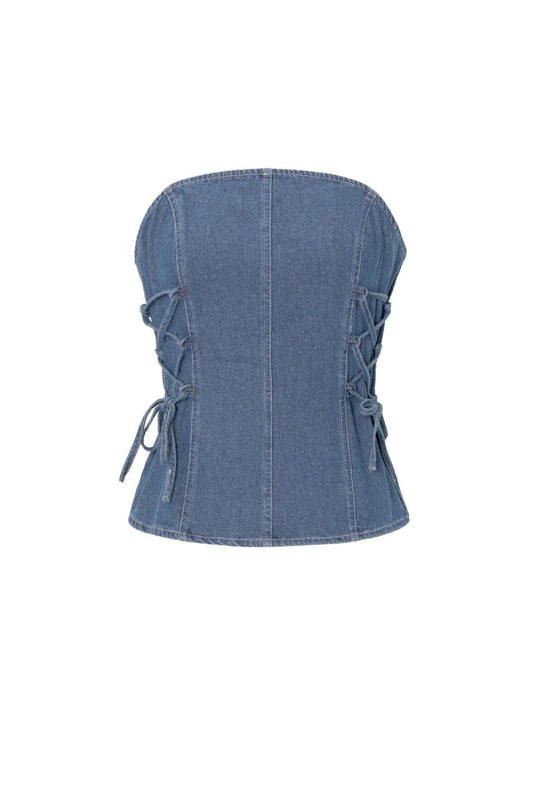 The Denim Strapless – Elegant Strapless Denim Top - Velaris Femme