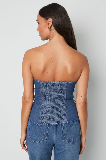 The Denim Strapless – Elegant Strapless Denim Top - Velaris Femme