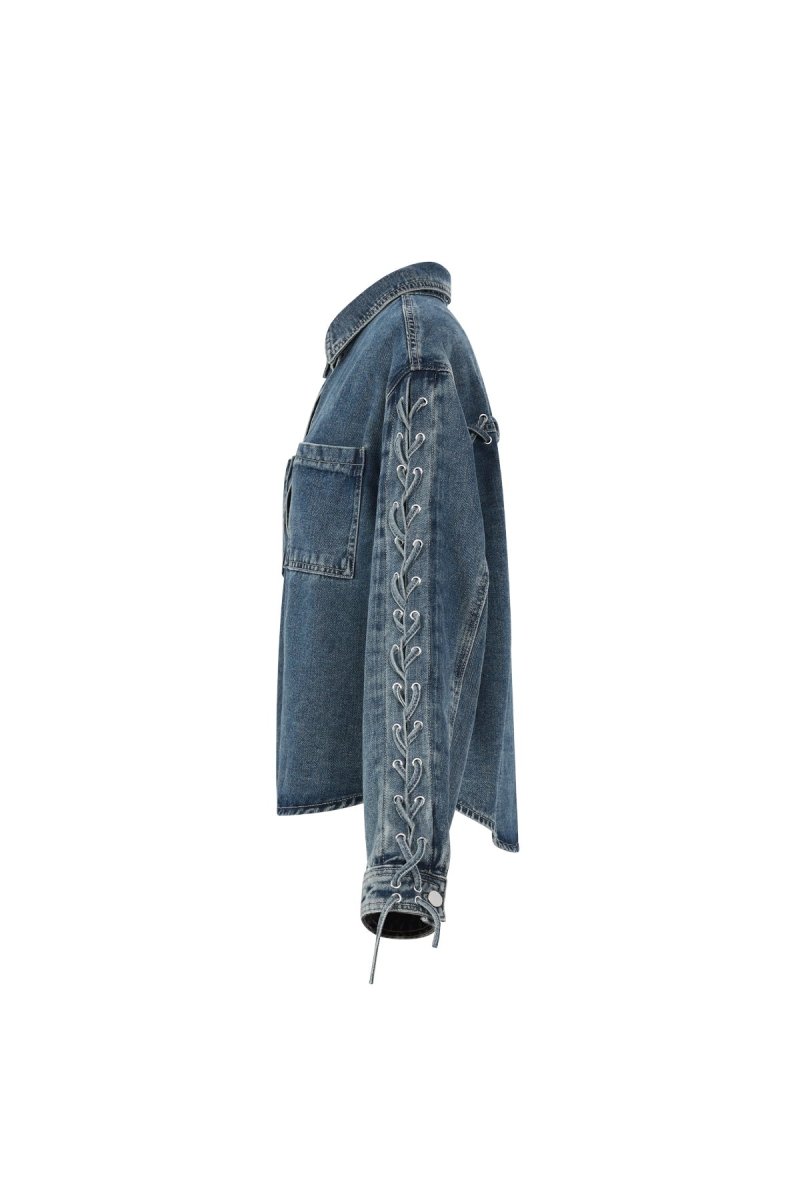 The Denim Tie – Casual Tie - Up Denim Jacket - Velaris Femme