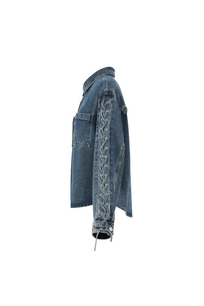The Denim Tie – Casual Tie - Up Denim Jacket - Velaris Femme