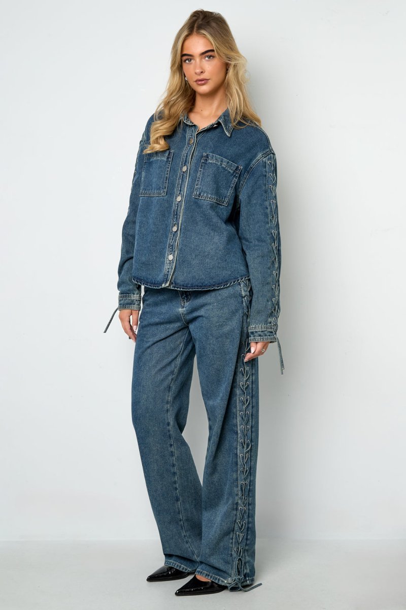 The Denim Tie – Casual Tie - Up Denim Jacket - Velaris Femme