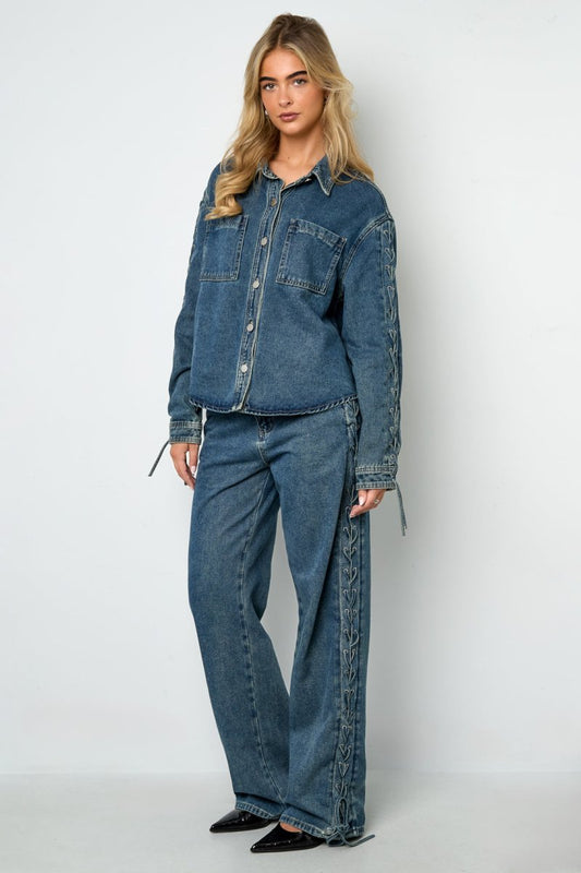 The Denim Tie – Casual Tie - Up Denim Jacket - Velaris Femme