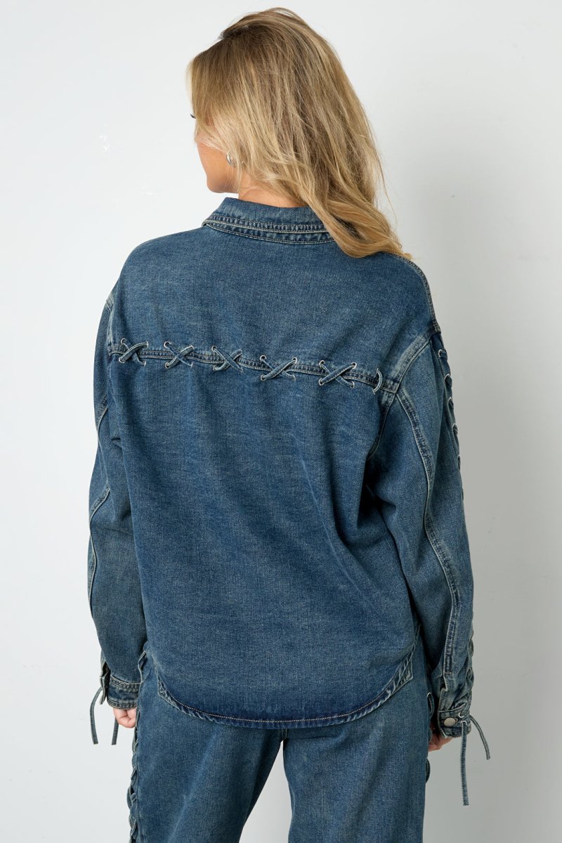 The Denim Tie – Casual Tie - Up Denim Jacket - Velaris Femme