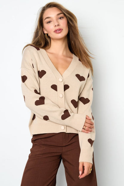The Heart Knit – Heart Pattern Knit Cardigan - Velaris Femme