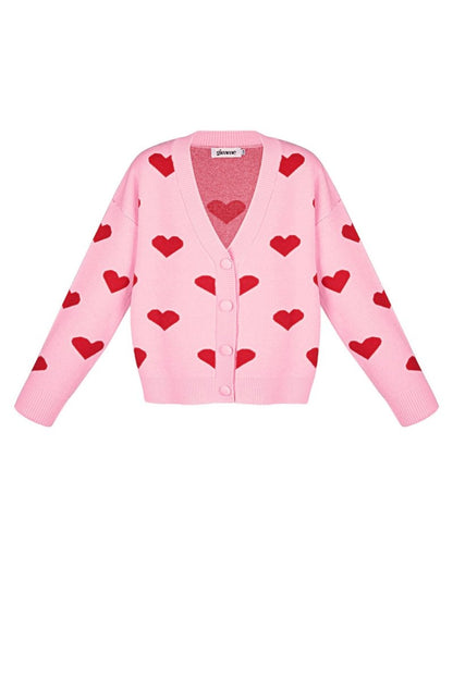 The Heart Knit – Heart Pattern Knit Cardigan - Velaris Femme