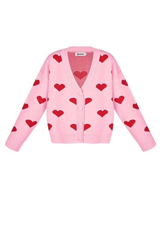 The Heart Knit – Heart Pattern Knit Cardigan - Velaris Femme