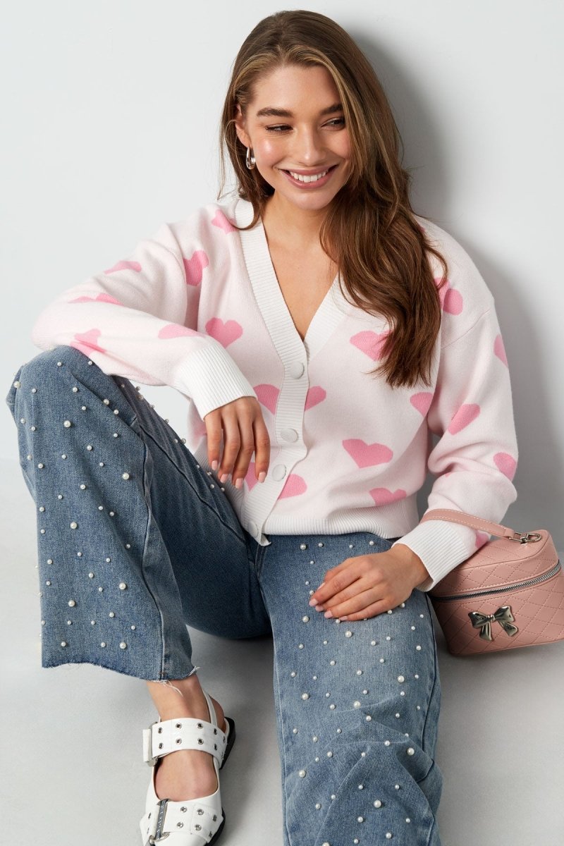 The Heart Knit – Heart Pattern Knit Cardigan - Velaris Femme