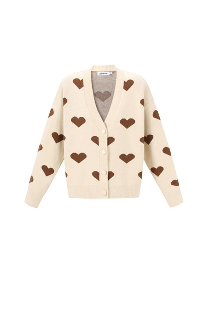 The Heart Knit – Heart Pattern Knit Cardigan - Velaris Femme