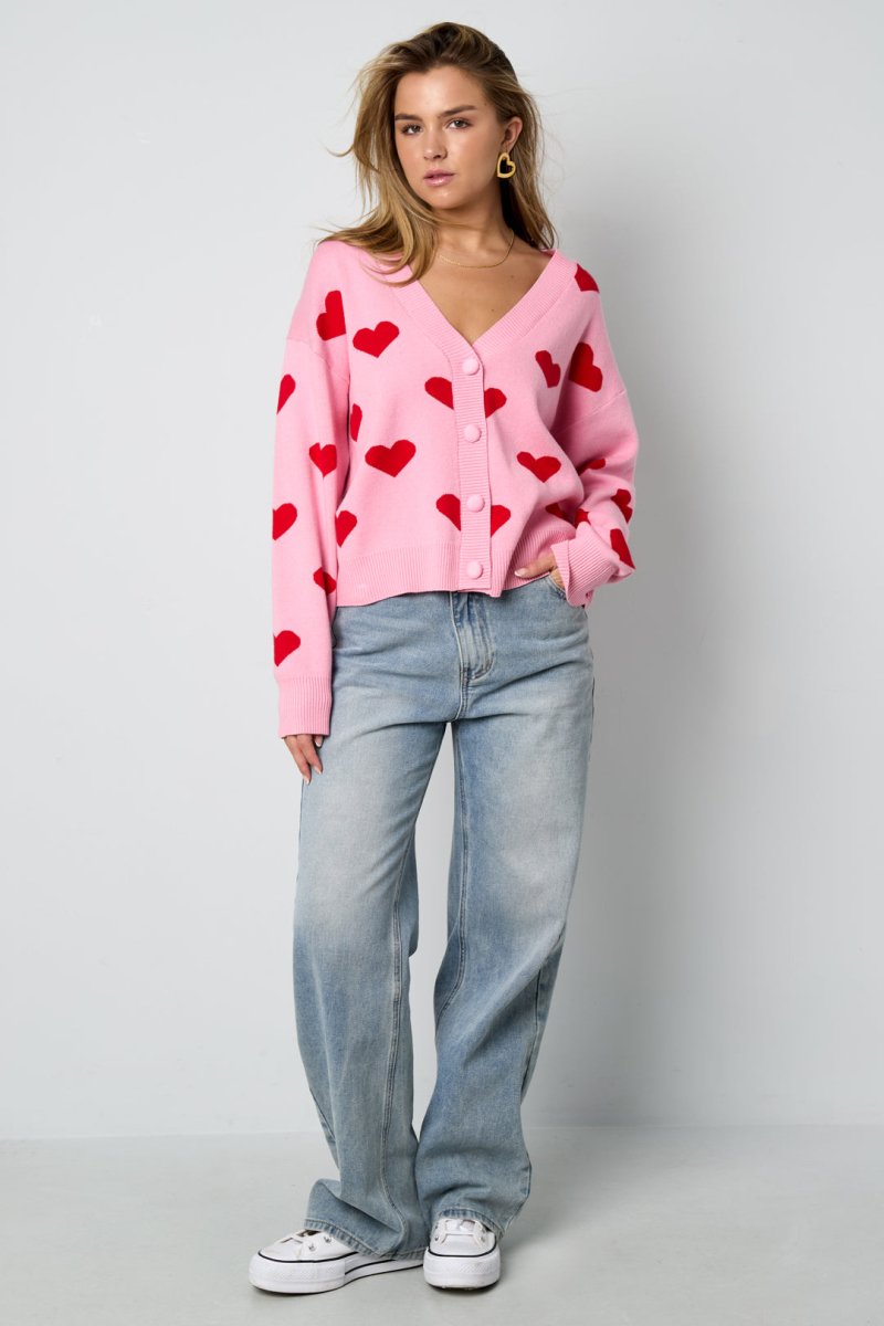 The Heart Knit – Heart Pattern Knit Cardigan - Velaris Femme
