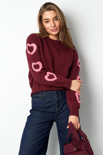 The Heart Pattern Crewneck Sweater - Velaris Femme