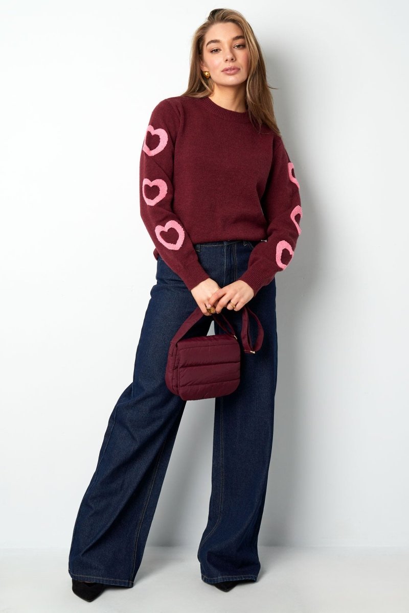 The Heart Pattern Crewneck Sweater - Velaris Femme