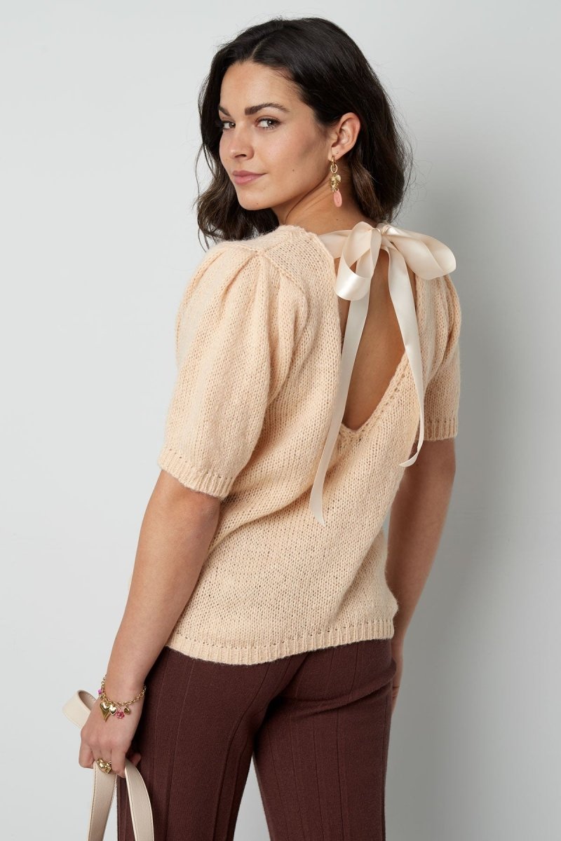 The Knitted Back Tie Top - Velaris Femme