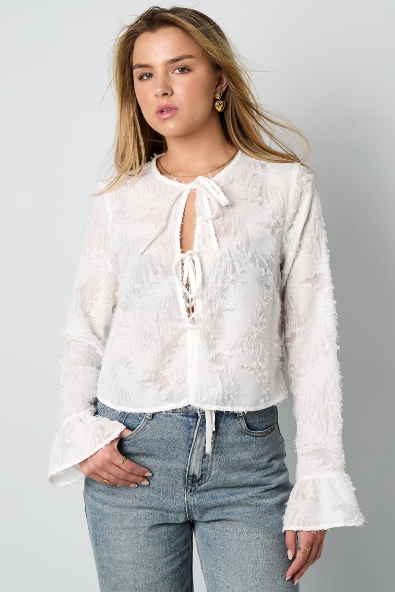The Lace - Up Grace – Elegant Long Sleeve Top - Velaris Femme