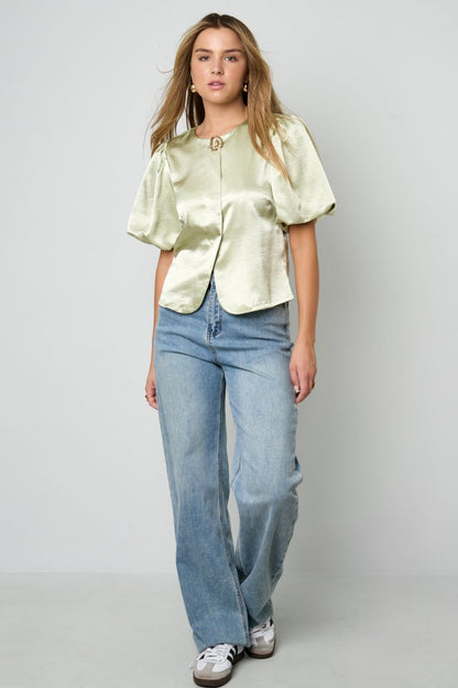 The Puff Sleeve – Elegant Solid Color Top - Velaris Femme