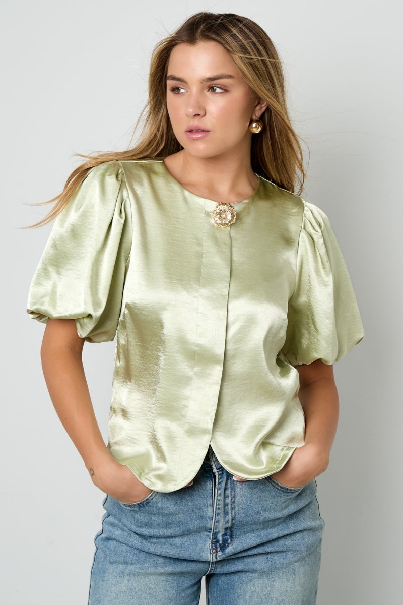 The Puff Sleeve – Elegant Solid Color Top - Velaris Femme